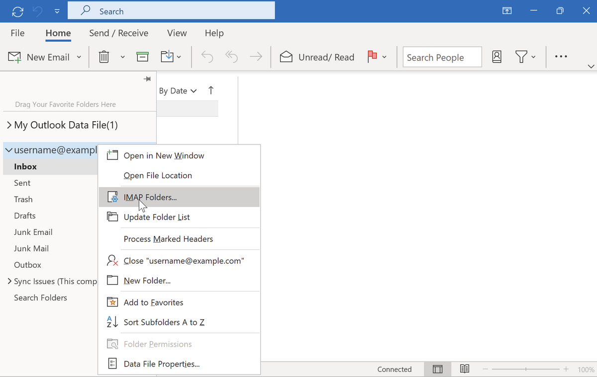 Inbox Menu - IMAP Folders